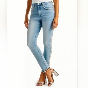 Boston Proper Pearl Racer Stripe Five Pocket Ankle Jeans Size 0